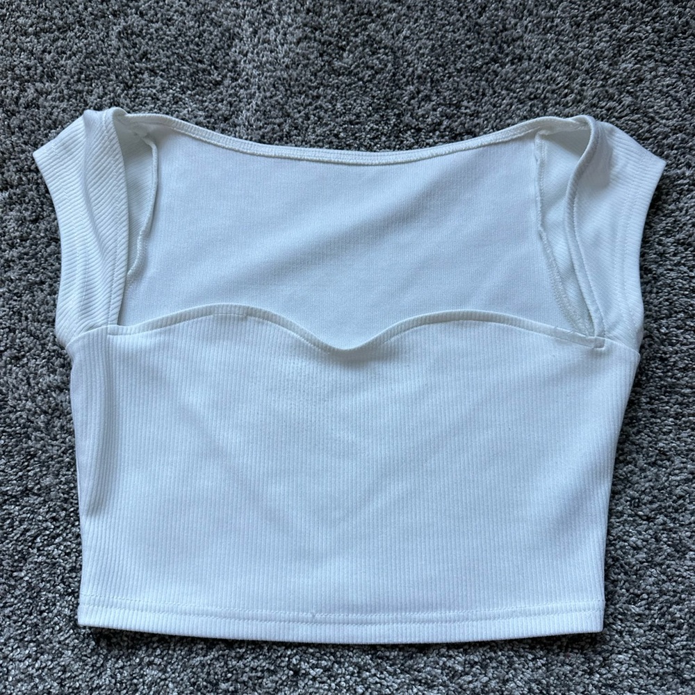 SHEIN White Fitted Crop Bustier Tank Top